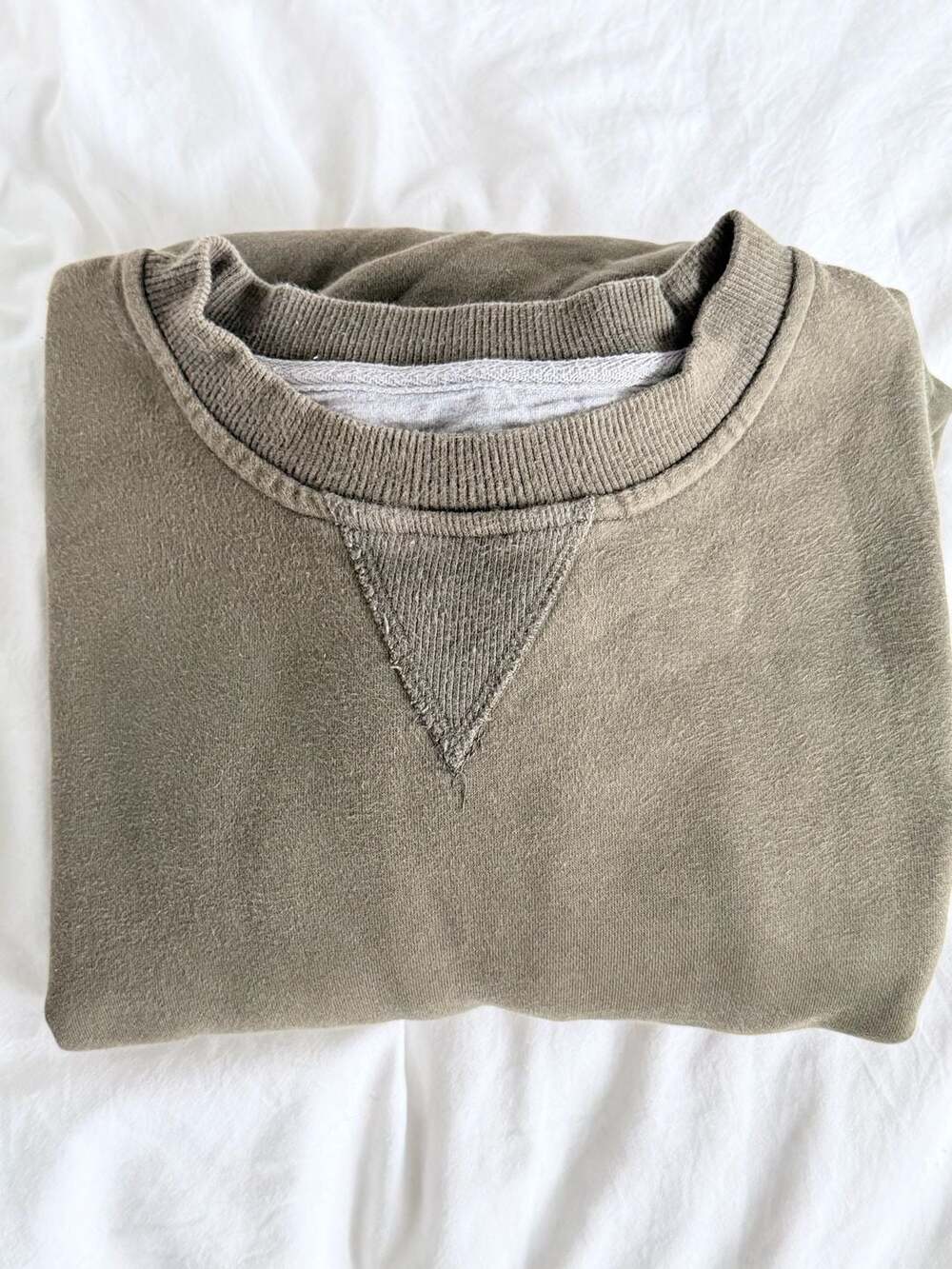 Champion Vintage Style Olive Green Double V-Gusset Crewneck Sweatshirt Size L